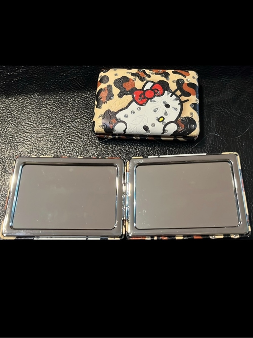 Hello Kitty Leopard-Print Wallet in Beige, Black & Red Bow